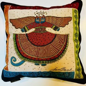 Laurel Burch Throw Pillow. 18” x 18”  Angel Cat woven in fabric